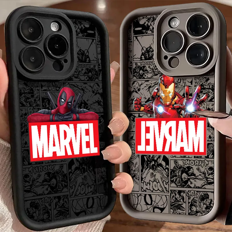 

Cartoon Deadpool Spiderman Marvels Soft Silicone Case For iPhone 17 11 15 16 13 Pro Max 14 Plus 12 16 Pro 16E 17AIR Phone Cover