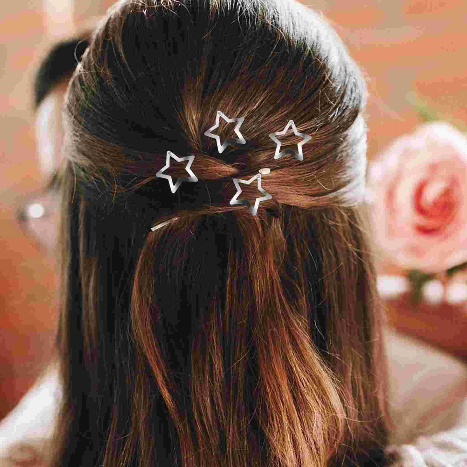 Silver Hair Accessories Hot Girl Star Bb Hairpin Sweet Cool Five-pointed Side Bangs for Women* (basic Star) 20pcs Clips Girls