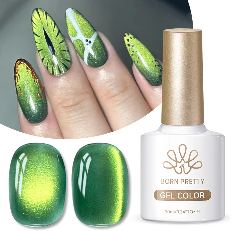 

BORN PRETTY 10ml Green Cat Magnetic Gel Water Light Glitter Shine Soak Off UV Gel Semi Permanent Manicure Nail Art Varnish