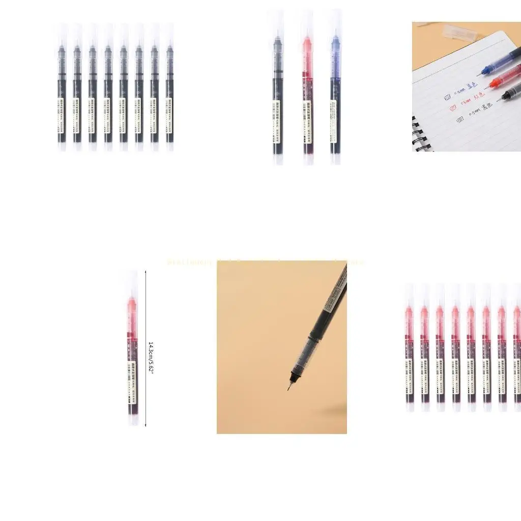 

Pack of 10 Transparent Rollerball Pen Smooth Writing Quick Drying Exam Supplies