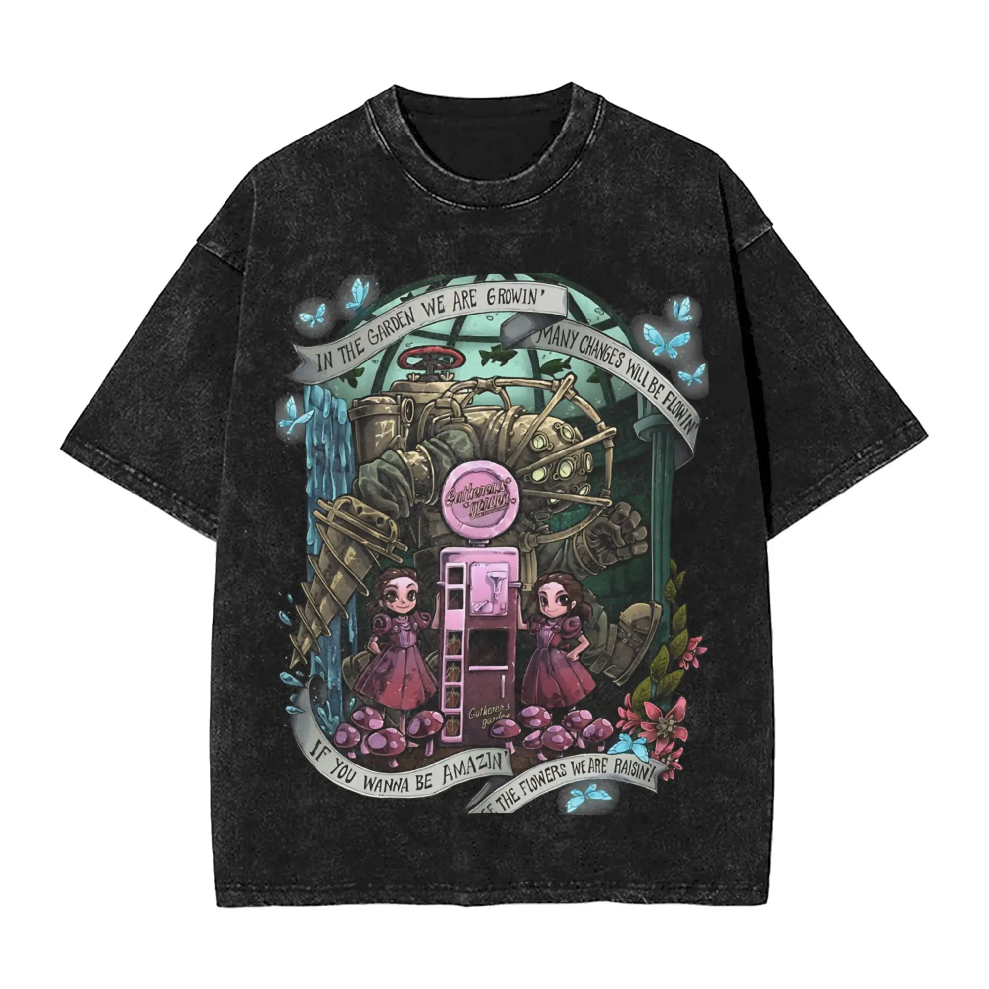 Man T-Shirt Alice Madness Returns Washed T Shirts Harajuku  Summer Tees Streetwear Print Casual Tops Gift