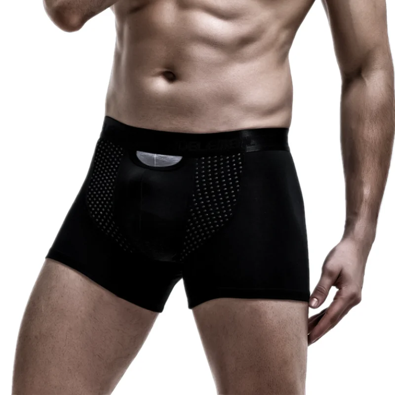 Bóxer de Modal para hombre, ropa interior antibacteriana, bragas magnéticas, bolsa de separación de balas de seda de hielo, Cueca