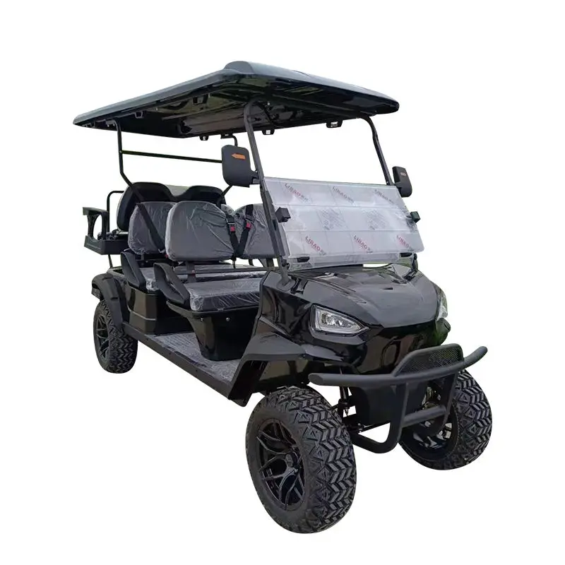 2+4 Person 6 Seater Cheap Prices Electric Golf Car Utility Street Legal 4KW 5KW Black Beach Buggy Golf Cart