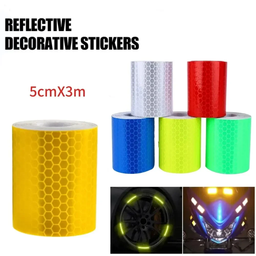 

1PC 300cm 5cm Warning Light Reflector Protective Sticker Warning Tape Reflective Film Car Safety Mark Reflective Strip Stickers