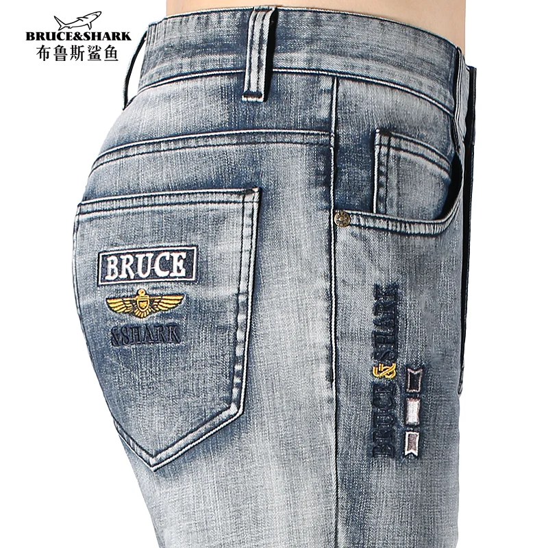 

2024 Winter Mens Jeans Bruce&Shark Jeans Men Warm Fashion Casual Straight Strech Cotton Loose Business Korea Style Size 42