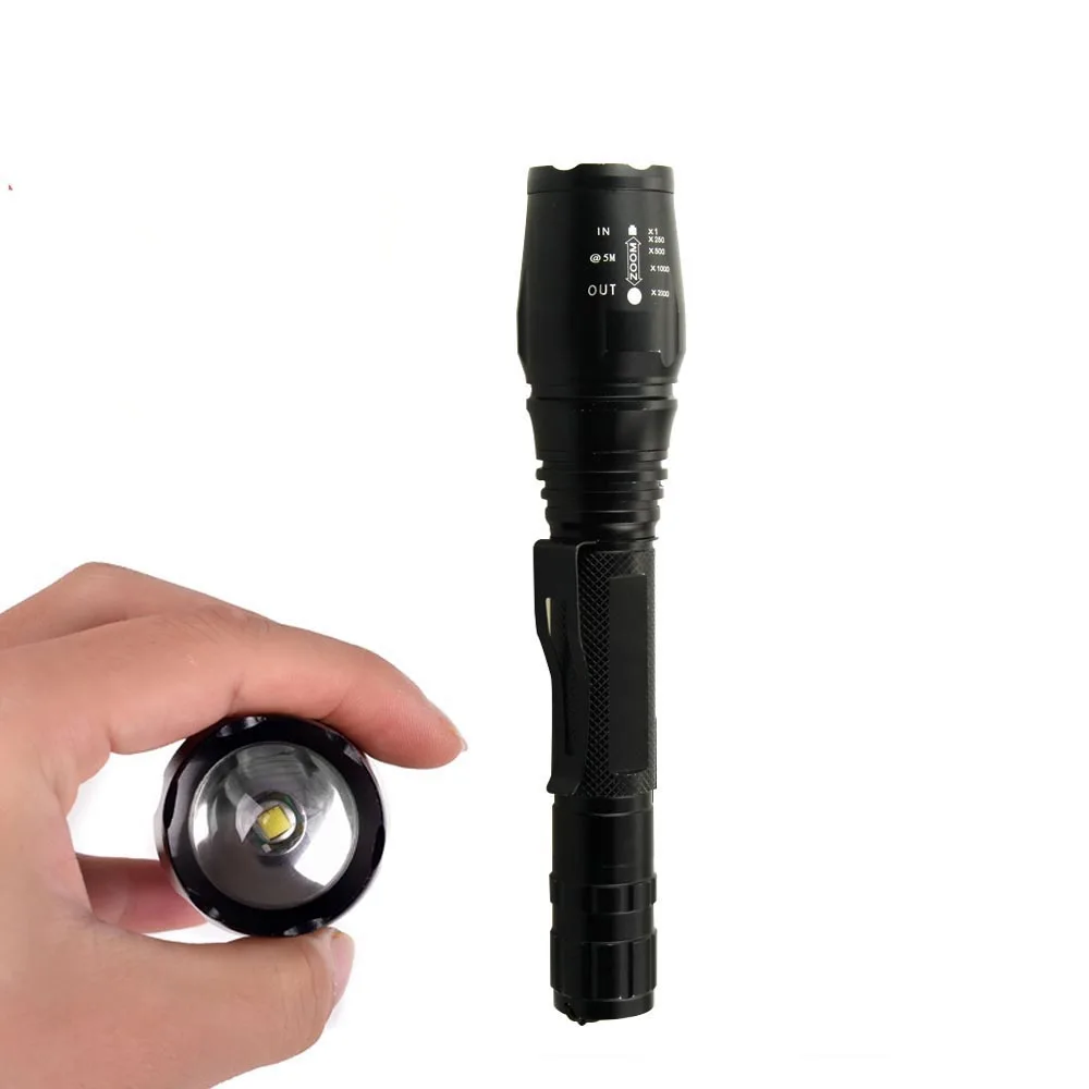 LED T6 LED flashlight 2000 lumen adjustable Portable Led torch Zoomable for 18650 rechargeable battery camping bike outdoor