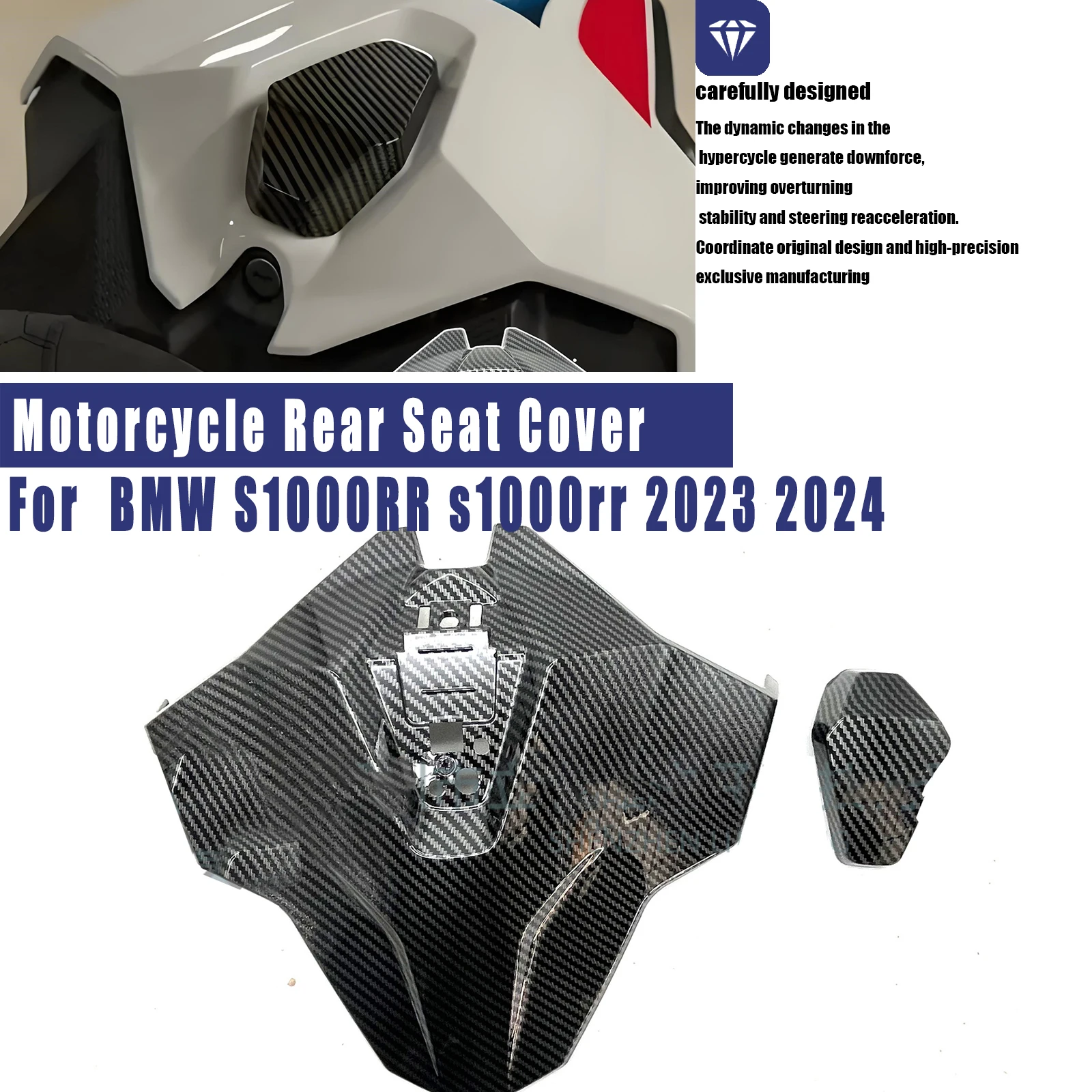 Motorcycle Rear Seat Cover Cowl Pillion Fairing Fit Passenger Tail Back Cover ABS Carbon Fiber For BMW S1000RR s1000rr 2023 2024