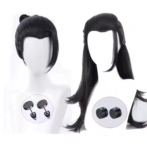 Anime Getou Suguru Cosplay Wig Geto Suguru Wig Jujutsu Kaisen Cosplay Long Black Heat Resistant Synthetic Hair Wigs Or Earrings