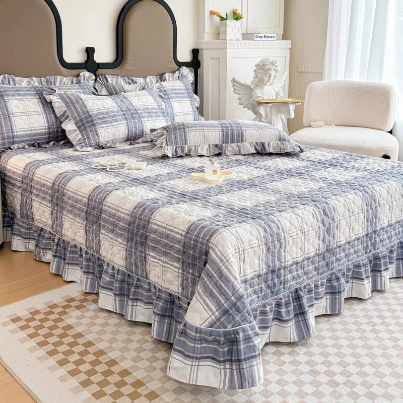 Bonenjoy Bed Cover Plaid Style Bedspread Quilted Bedsheet 245x245/265x245 Bed Linen Home Bedspreads 침대커버 (Pillowcase Need Order)