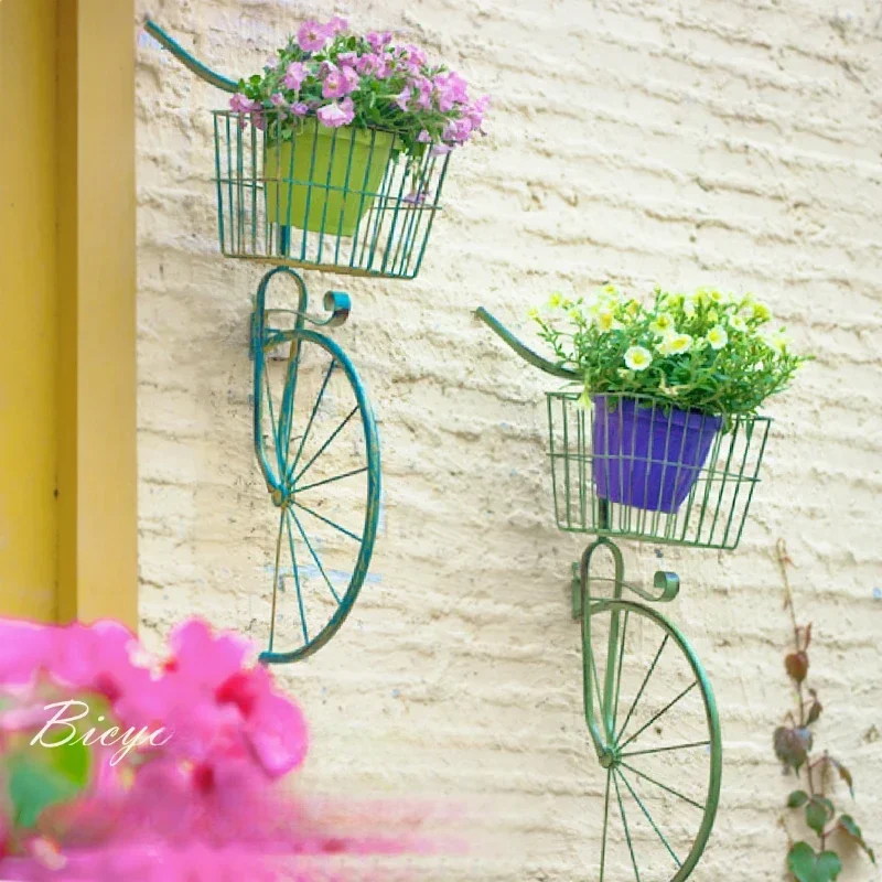 Vintage Do Old Stand For Flowers Wall Hanging Bicycle Pots For Plants Garden Iron Flower Rack Balcony Decoration Shelf Plants