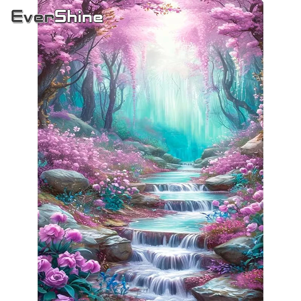 Evershine Voll-Diamant-Mosaik Flusslandschaft DIY Diamantmalerei Wald-Stickerei Geeignet für Anfänger Heimdekoration