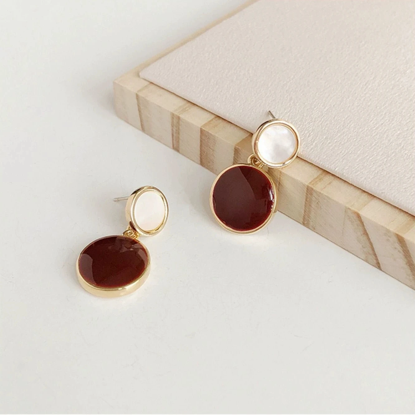 Glaze Double Circle Round Dripping Pendant Earring for Women Korean Punk White Pink Green Red Color Jewelry Christmas Gift