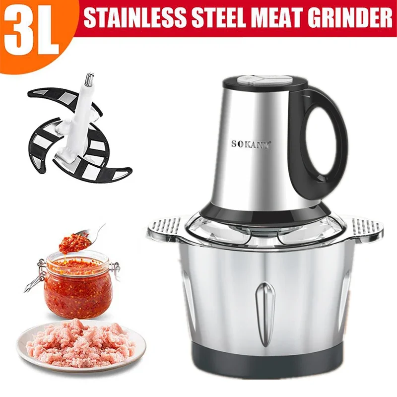 New 500W 3L Household Small Electric Meat Grinder 3 Speeds Hand Mixer Electric  Food Mixer Automatic Mincing Machine Food Proces