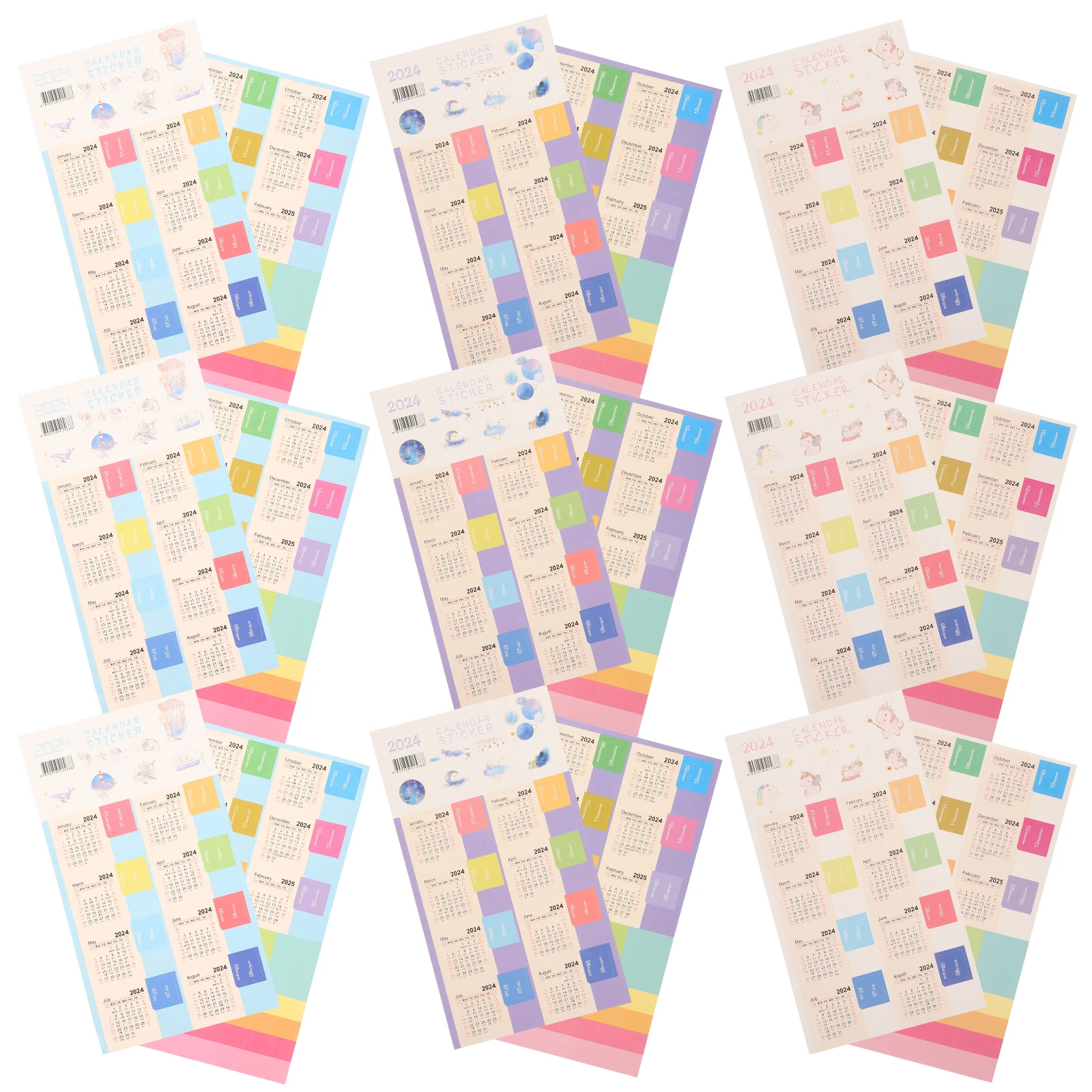 

9Packs Calendar Stickers Planner Tabs DIY Notebook Accessories MultiFunctional School Office Planner Labels Bookmarks