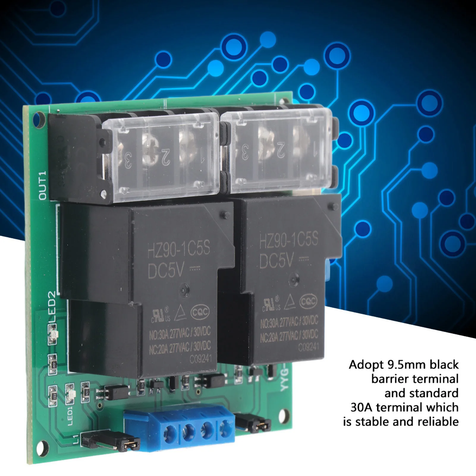 Módulo de Relé de 2 Canales 12V 5V 24V Capacidad de Salida de hasta 30V 30A o AC 250V 30A Módulo de Placa de Relé con Aislamiento por Optoacoplador