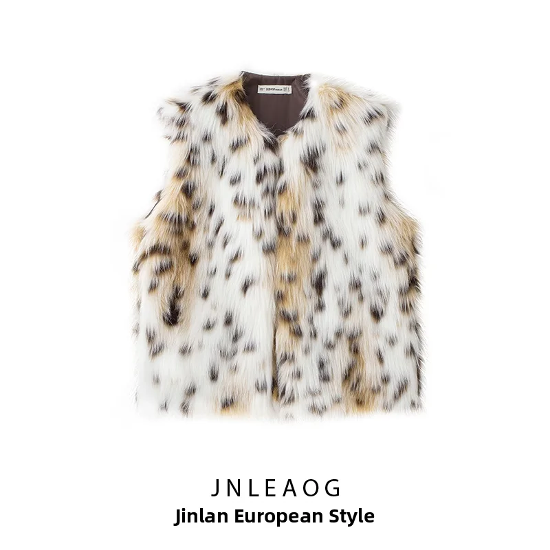 JNLEAOG Women's Fashionable Casual Slim Fit Synthetic Fur Vest Autumn New Arrival Comfortable Stylish Polyester Fabric