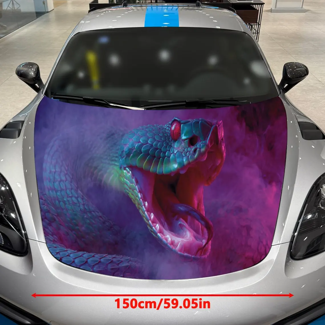Dynamic Purple Snake Car Hood Stickers - Self-Adhesive, Waterproof and Durable Vinyl Wrap, Decorate And Protect Your Car - The G