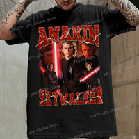 Vintage Anakin Skywalker Shirt 90s Retro Round Neck Tshirt Short Sleeve Harajuku Anakin Skywalker Fans Gifts Men's Clothing