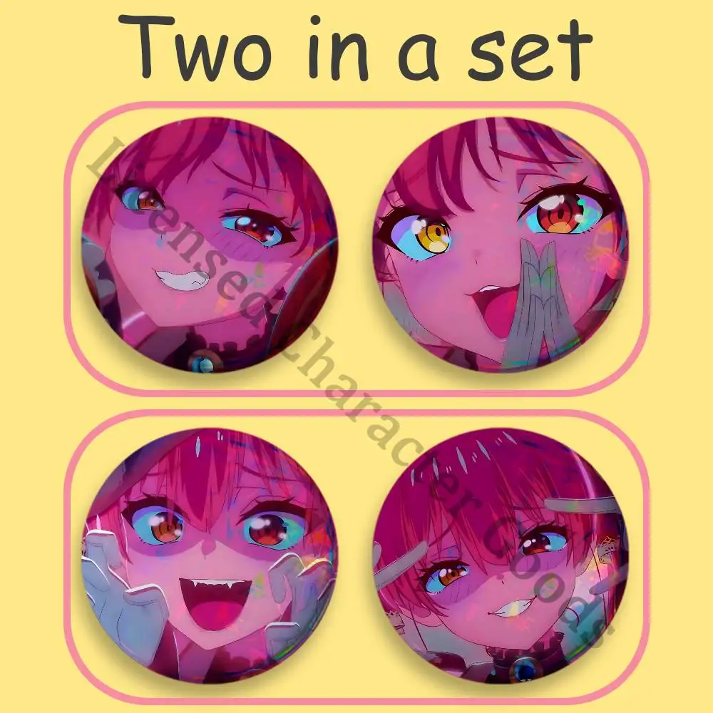 H-Houshou M-Marine Printed Pins 2-Piece Set Couple Badges Decorations Souvenir Collectibles 25 32 44 58 75 mm