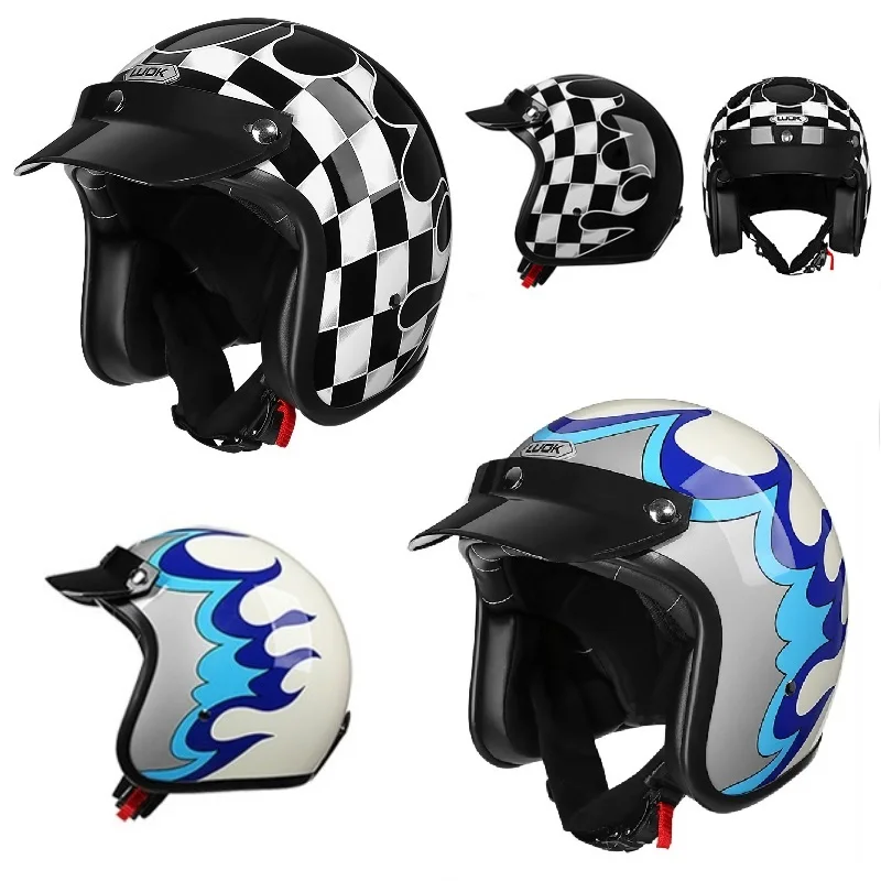 

Hot Sales Open Face Helmet Retro 3/4 Motorcycle Helmets Men Women ABS Shell Safty Cap German Style Jet Four Seasons DOT Approved