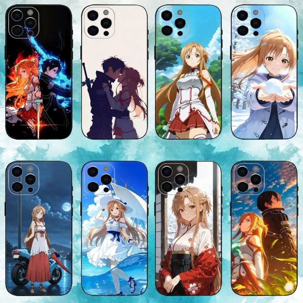 A-Asuna Anime Y-Yuuki Phone Case For iPhone17,16,15,14,13,12,11 Plus,Pro Max Soft Black Cover