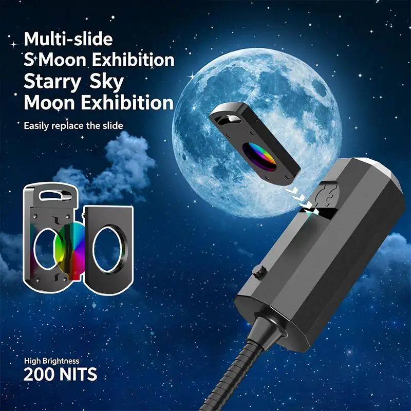 LED Galaxy Projection Light 1 Light+10 Pictures Change, LED Galaxy Projector, Starry Sky Lighting Night Light