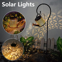 Solar Watering Can Lights Waterproof Outdoor LED Shower Fairy Lamp Hanging Retro Metal Lantern for Garden Lawn Decoration