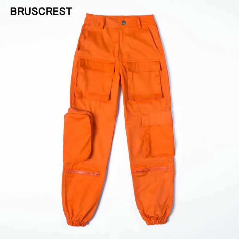 Vintage ladies black cargo pants women pockets loose pants joggers baggy trousers women korean streetwear