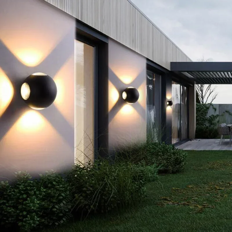 Nordic Creative Four-sided Wall Light Outdoor Waterproof Countyard Illumination Lighting For Porch Villa Garden Indoor Wall Lamp