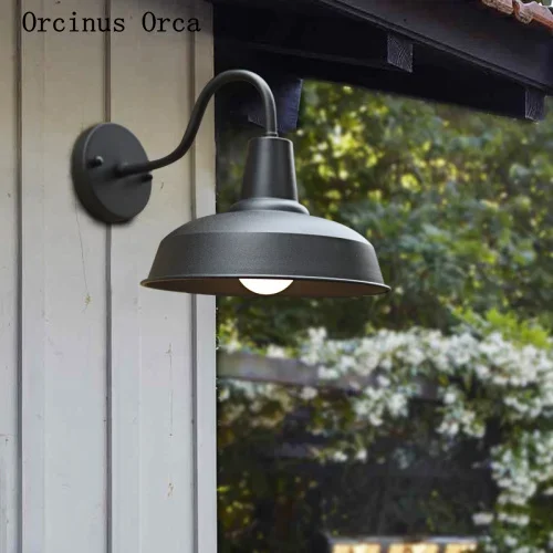 

American industrial iron outdoor wall lamp garden balcony terrace creative black simple LED waterproof wall lamp