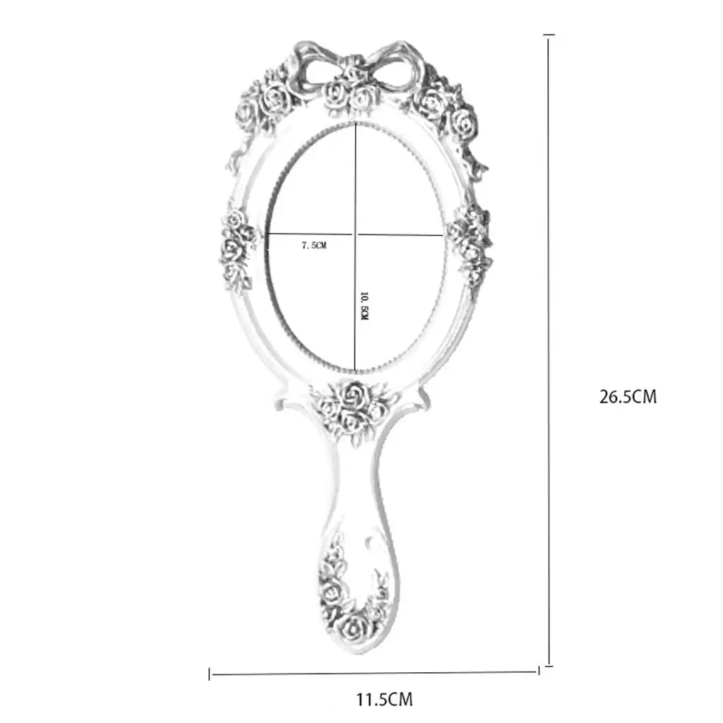 Espelho de maquiagem portátil retrô, cômoda de princesa, ornamento