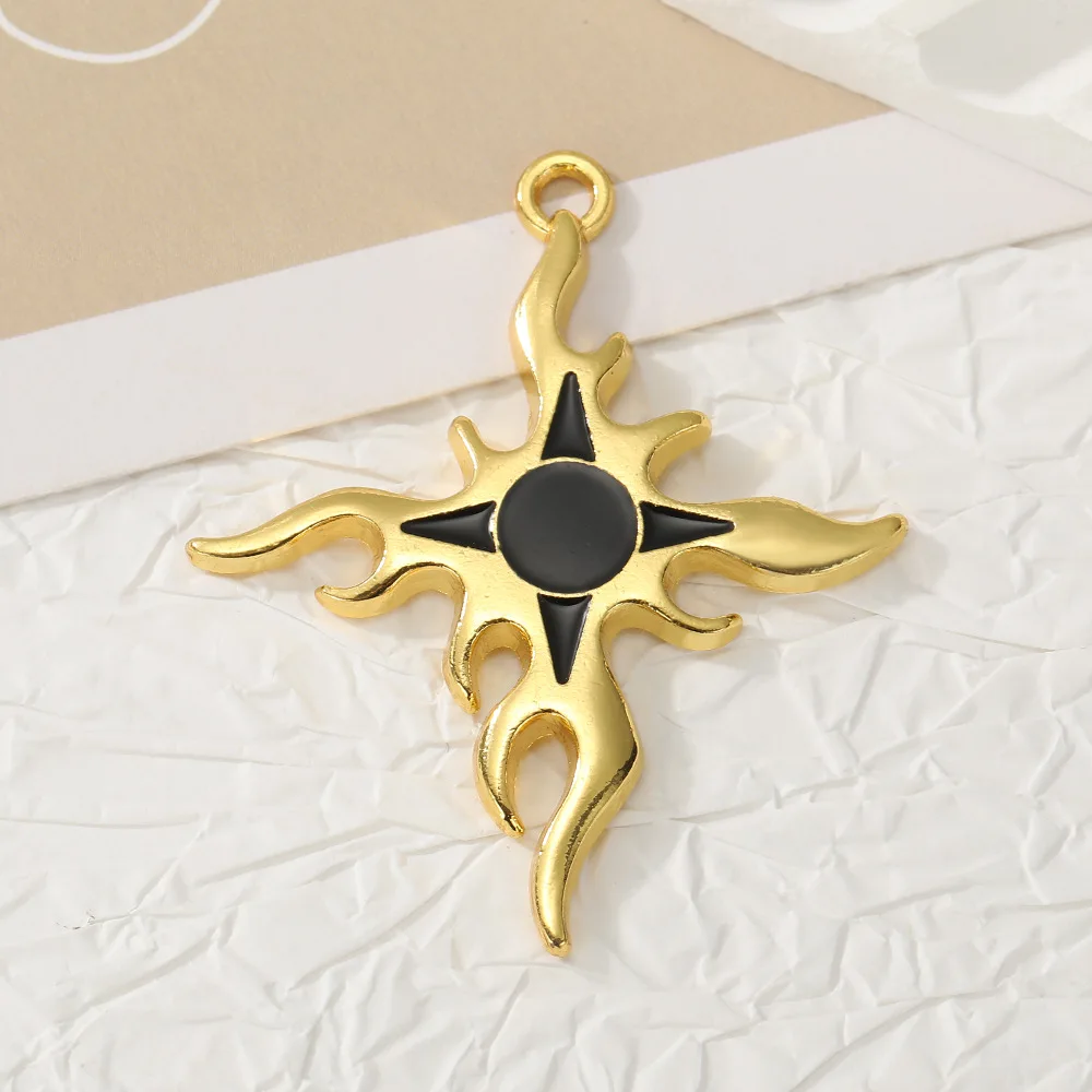 Punk Style Flame Cross Titanium Steel Necklace Pendant Streetwear Sweater Chain Pendant Necklace