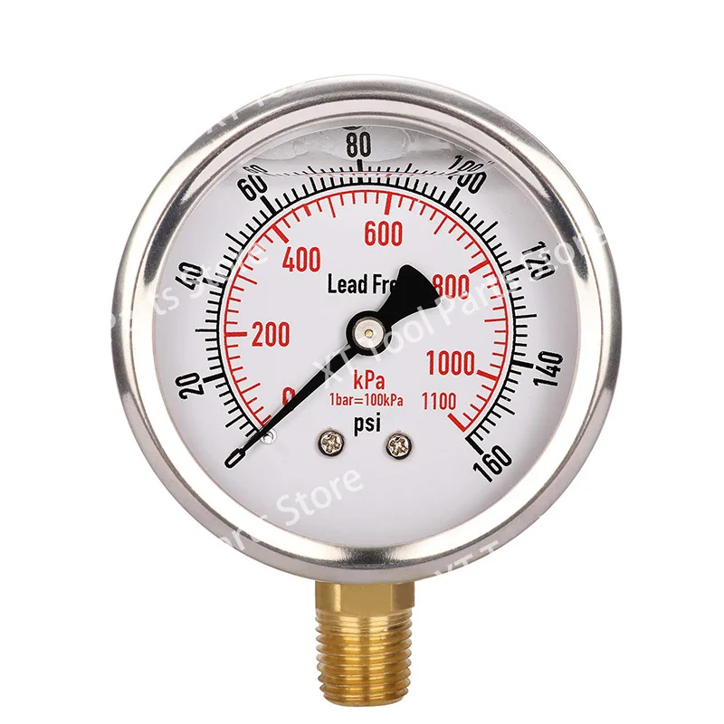 Bourdon Tubes Mechanical Air Pressure Gauge for Gaseous and Liquid Media Manometer Vacuum pressure gauge