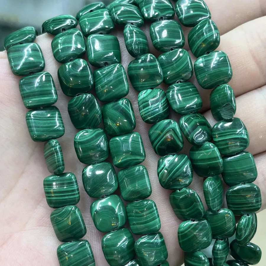 

Натуральный камень малахит бусины граненые квадратной формы свободные для изготовления ювелирных изделий DIY ожерелье браслет 15 дюймов 10 мм