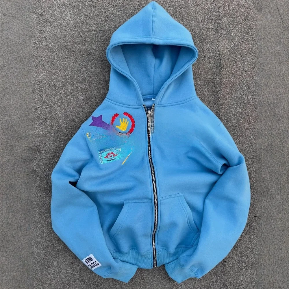 سترة نسائية بغطاء للرأس بطباعة رقمية ثلاثية الأبعاد، كاجوال للخريف، على الطراز الأمريكي، أزياء المحطة الأوروبية