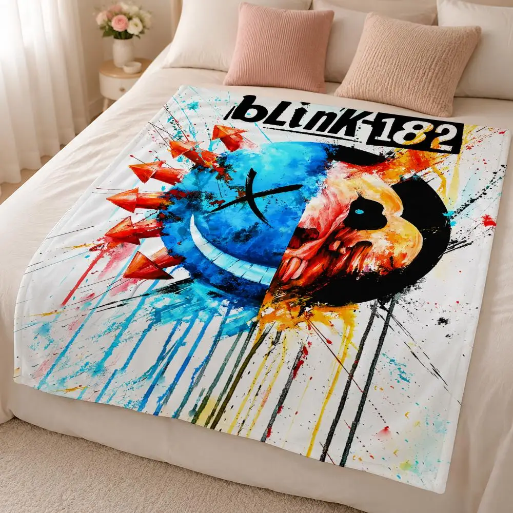 Music B-blink-182 American Pop Punk Band Throw 320g Soft Flannel Fleece Throw Blanket Cover Sofa Bed Dorm Nap Gift