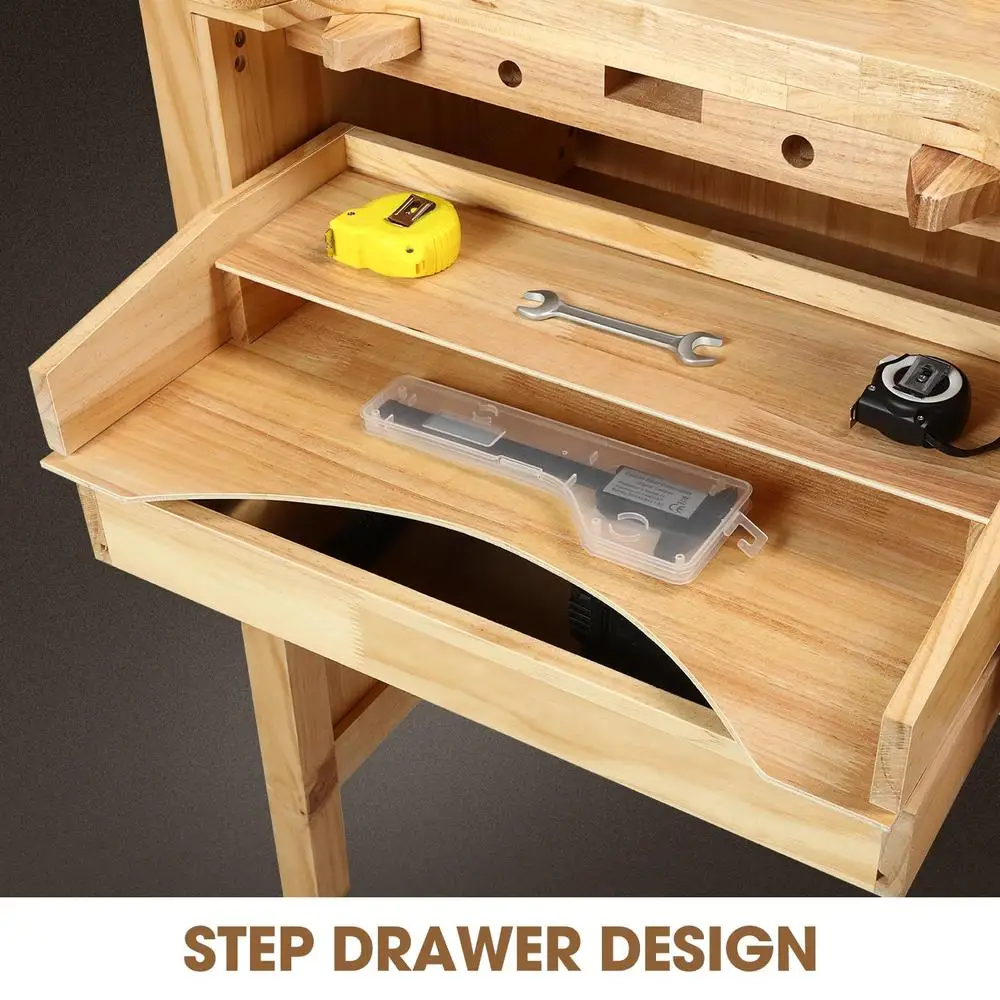 Wooden Workbench Organizer 5 Drawers Automotive Tools Garage Storage Unit DNA TOOL-00524