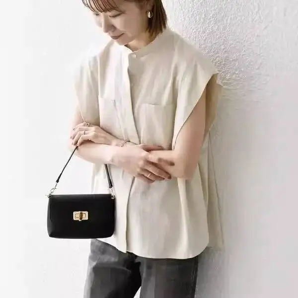 

Japanese and Korean Style Sleeveless Sun Protection Shirt for Women, Summer Thin Small Size Pure Cotton Solid Color Straight