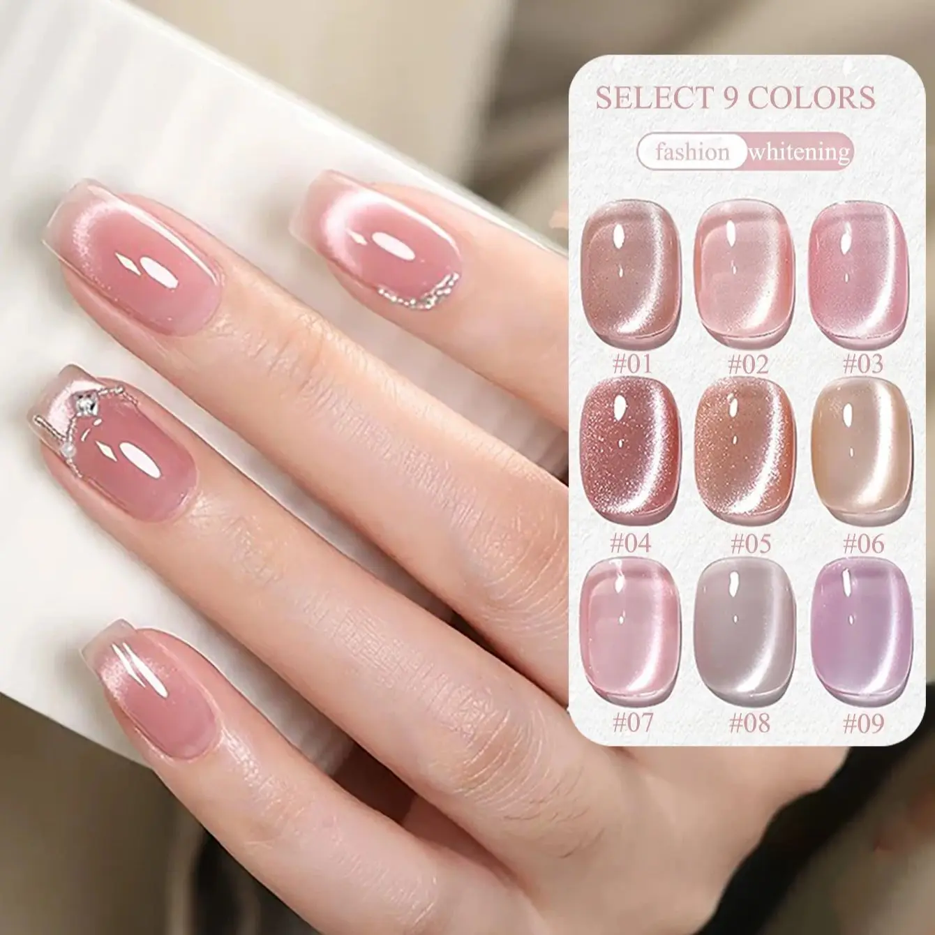 1pcs ZH All-purpose Versatile Pink Cat Eye Gel Nail Polish Popular Flash Goddess Shine Sequins Nail Gel Nail Art Nail Supplies