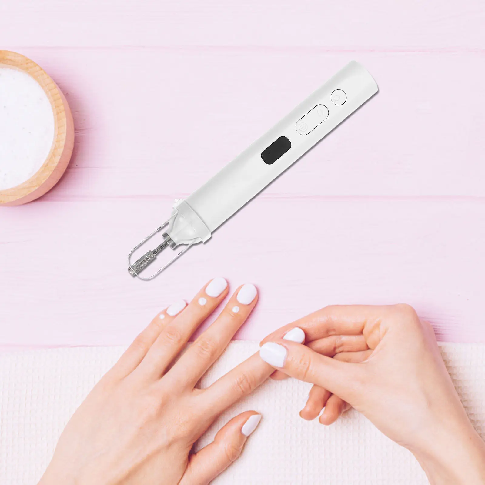 Lima de Uñas Eléctrica 2 en 1 con Punta de Precisión Iluminada, Función de Secado Rápido, Kit de Manicura Ligero para Viajes y Hogar