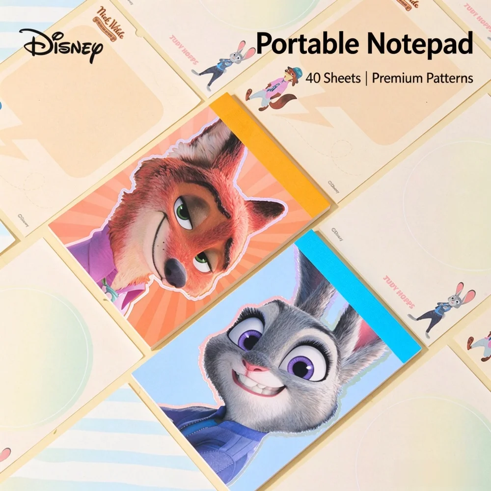 Genuine Disney Zootopia Stitch Judy Hopps Nick Wilde A7 40 Page Memo Notebook Non Sticky Paper Pad for Office Meetings and Work