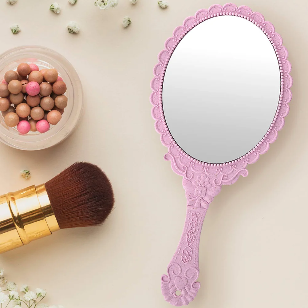 

2pcs Handheld Makeup Mirrors Retro Pattern Mirrors Portable Mirror Gift Mirror for Women