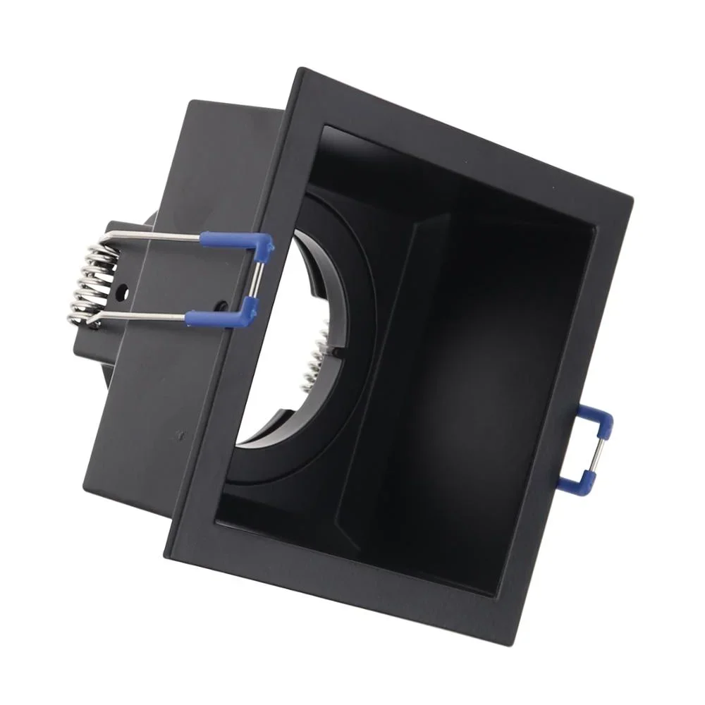 Anti Glare Black Square Design GU10 MR16 Bulbs Zinc Alloy Recessed Front Knob Downlight Frame Spot Light Fixture Holder Fittings