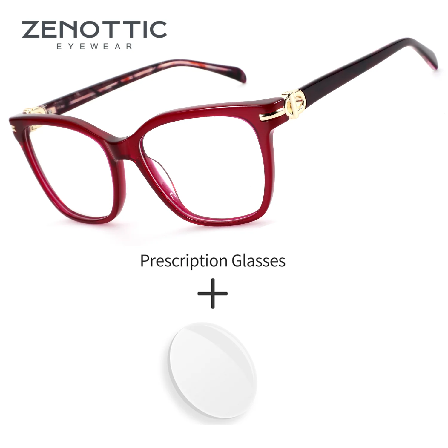 

ZENOTTIC (размер XL) Квадратные очки из ацетата для женщин с индивидуальной оптической коррекцией и технологией защиты от синего света