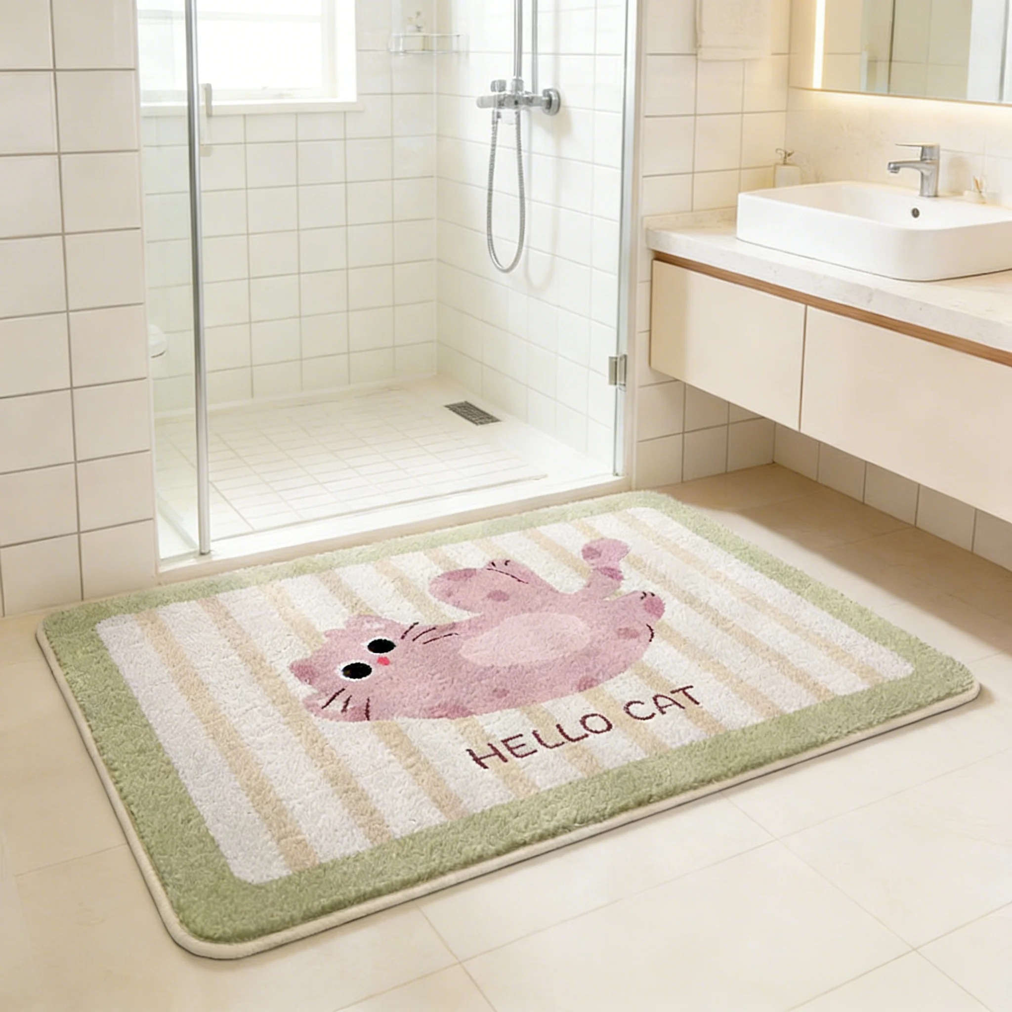 

Влагопоглощающий шерстяной коврик для ванной, противоскользящий придверный коврик, коврик для туалета, домашний коврик, машинная стирка, нескользящий напольный коврик