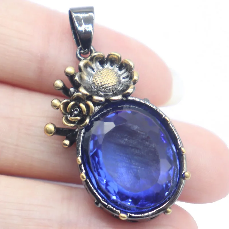 Buy 2 Get 1 Free 42x18mm 8g Golden Citrine Green Peridot Rhodolite Garnet Blue Topaz Violet Tanzanite Silver Pendant