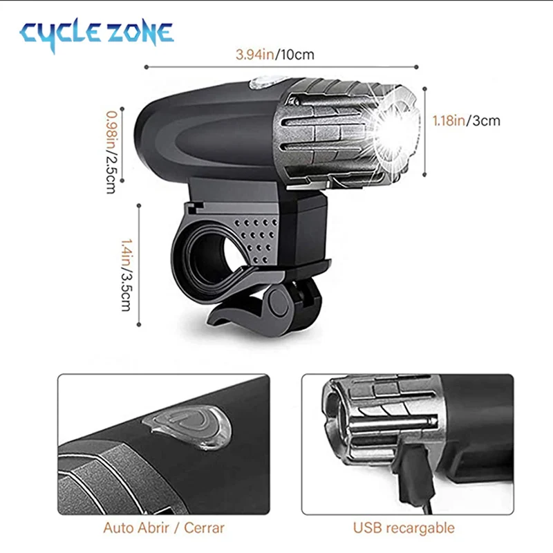 Bicycle Light Bike Front Lamp USB Rechargeable Waterproof Bright LED Front Headlight Light Easy to Install Cycling Accessories