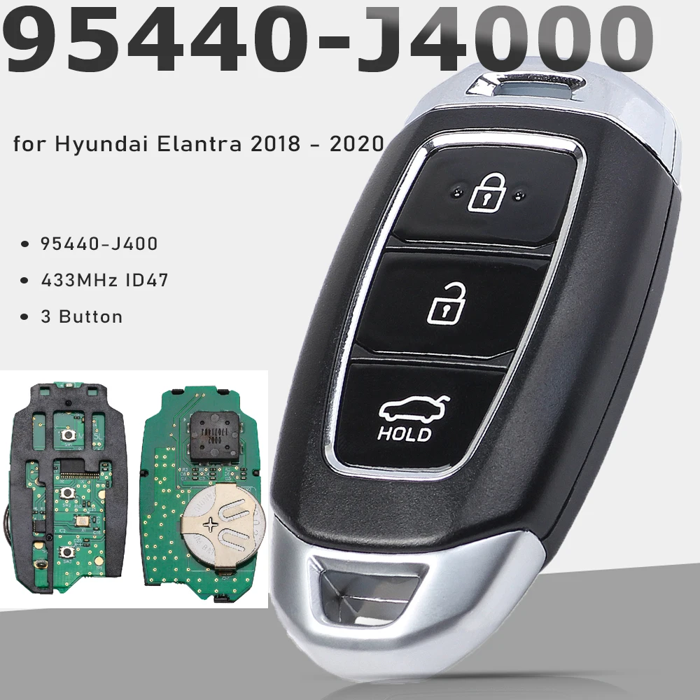 

KEYECU 95440-J4000 умный автомобильный ключ с дистанционным управлением 433 МГц ID47 3-кнопочный брелок без ключа для Hyundai Elantra 2018 2019 2020