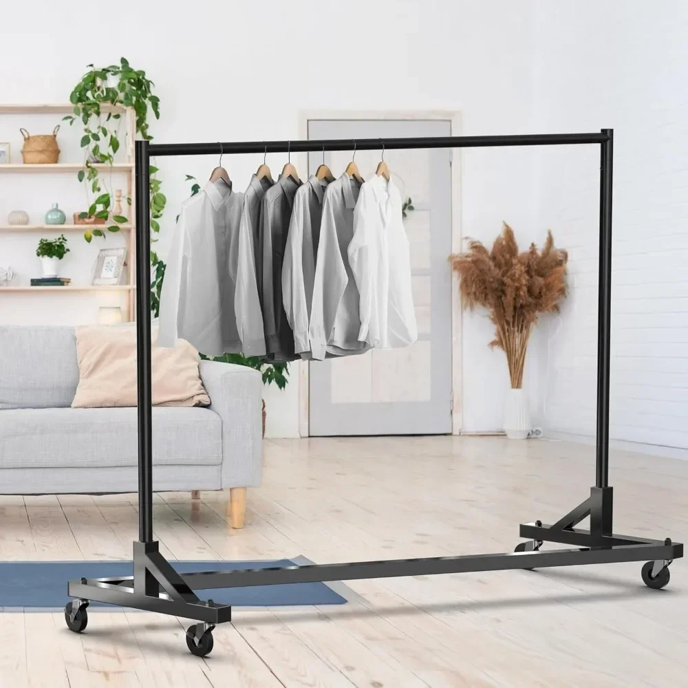 Industrial Grade Z-Base Garment Rack, 500lb Load with 62 Inches Extra Long Bar,Portable Wardrobe Closet, Grade Base Garment Rack
