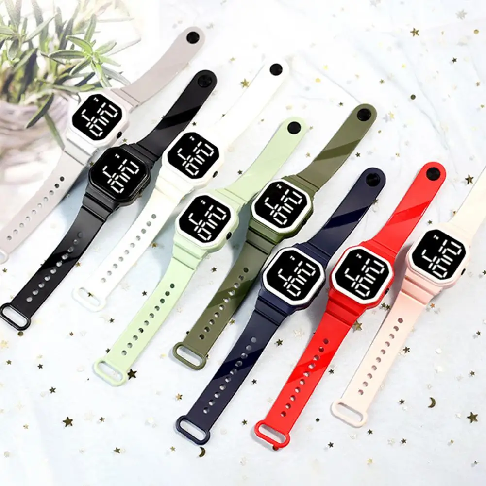 Jam tangan elektronik uniseks, jam tangan Digital olahraga LED hadiah ulang tahun akurat Pria Wanita bertenaga baterai